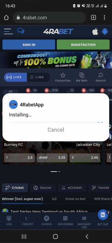 4rabet installing.